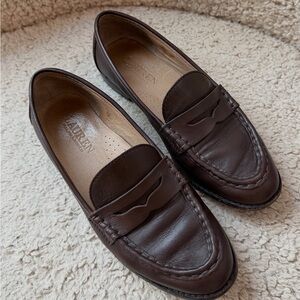 Ralph Lauren Women's Chesnut Brown Leather Penny Loafers
